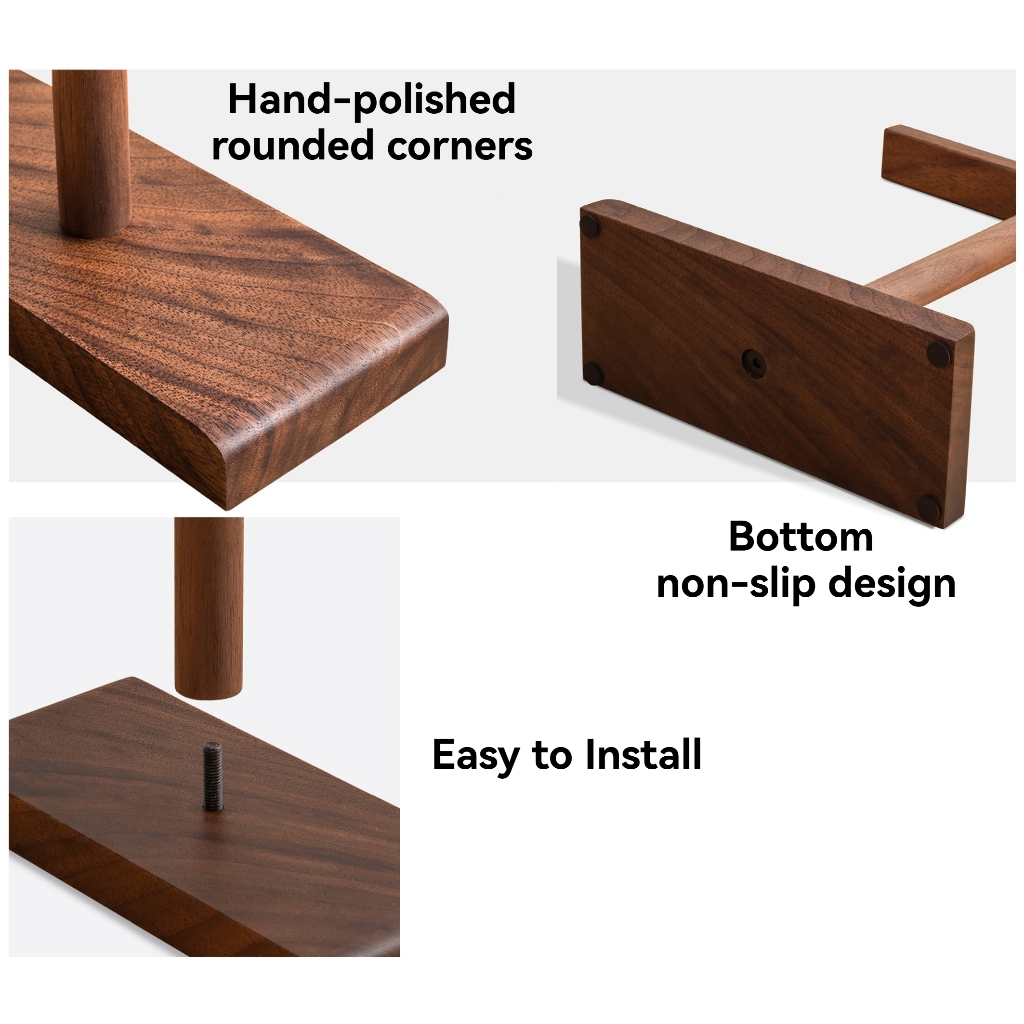 ที่วางหูฟังไม้ขาตั้งหูฟังไม้พร้อมที่เก็บโต๊ะ ออแกไนเซอร์ สําหรับชุดหูฟังและอุปกรณ์เสริม - รูปที่ 4
