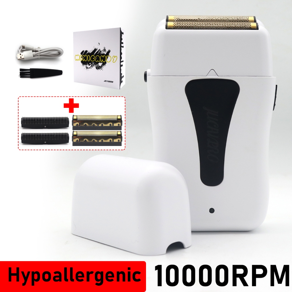 Jucaipro MINICANDY 10000RPM เครื่องโกนหนวดไฟฟ้า Man หัวน้ํามันฟอยล์คู่ไร้สาย Professional ตัดผมมีดโกนผม Trimmer JC10000