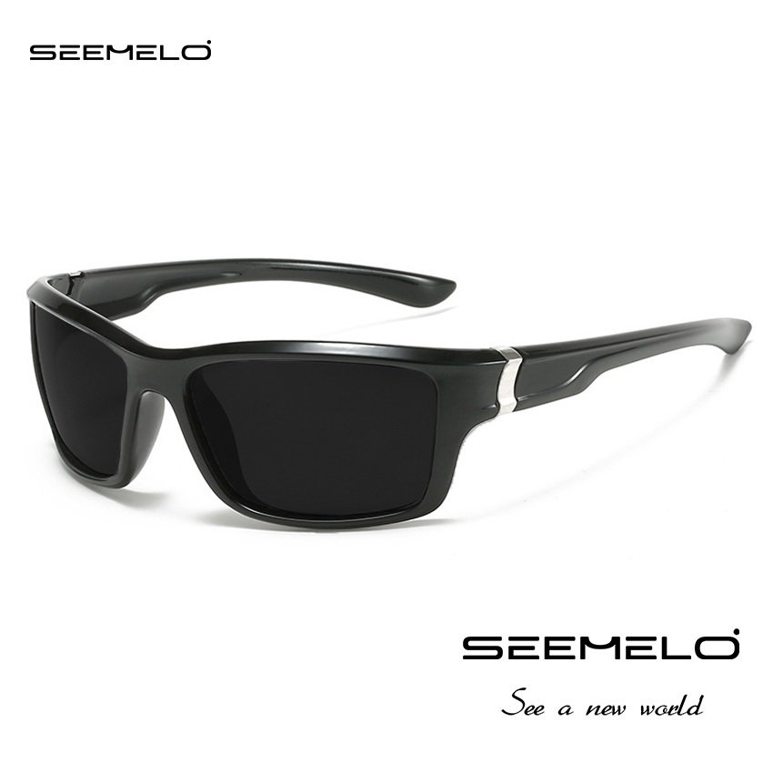 SEEMELO แฟชั่นขับรถแว่นกันแดดผู้ชายสแควร์แว่นกันแดดกลางแจ้งขี่จักรยานแว่นตาแว่นตาโพลาไรซ์ ยูวี400แว่นกันแดดคืนวิสัยทัศน์ขี่จักรยานขี่แว่นวิ