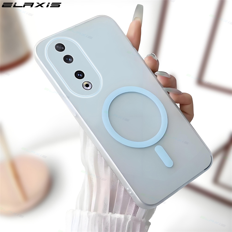 ELAXIS แม่เหล็กชาร์จไร้สายปลอกสําหรับ Honor 90 5G เคสโทรศัพท์กันกระแทก Matte Slim Frosted โปร่งแสงปกหลัง ES037 ราคา ถูกที่สุด ดีลบีเคเค