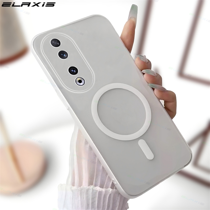 ELAXIS แม่เหล็กชาร์จไร้สายปลอกสําหรับ Honor 90 5G เคสโทรศัพท์กันกระแทก Matte Slim Frosted โปร่งแสงปกหลัง ES037 ราคา ถูกที่สุด ดีลบีเคเค แกลเลอรีภาพที่ 3