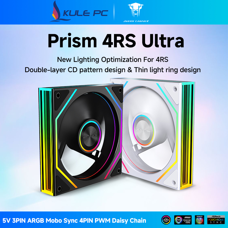Jungle Leopard Prism 4RS Ultra ARGB CPU พัดลม 120 มม.สีดํา/สีขาว PC Cooler พัดลมแกนแหวน Infinity กระจก 5V 3PIN ARGB Mobo Sync 4PIN PWM Daisy Chain