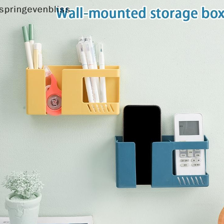 Springevenbliss 2 In 1 ติดผนังโทรศัพท์มือถือรีโมทคอนโทรลกล่องเก็บ al Punch-free Storage Rack ผนังเศษผู้ถือ Springevenbliss