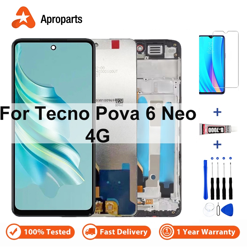 สําหรับ Tecno Pova 6 Pova6 Neo 4G 5G จอแสดงผล LCD Touch Screen Digitizer Assembly กรอบเปลี่ยน