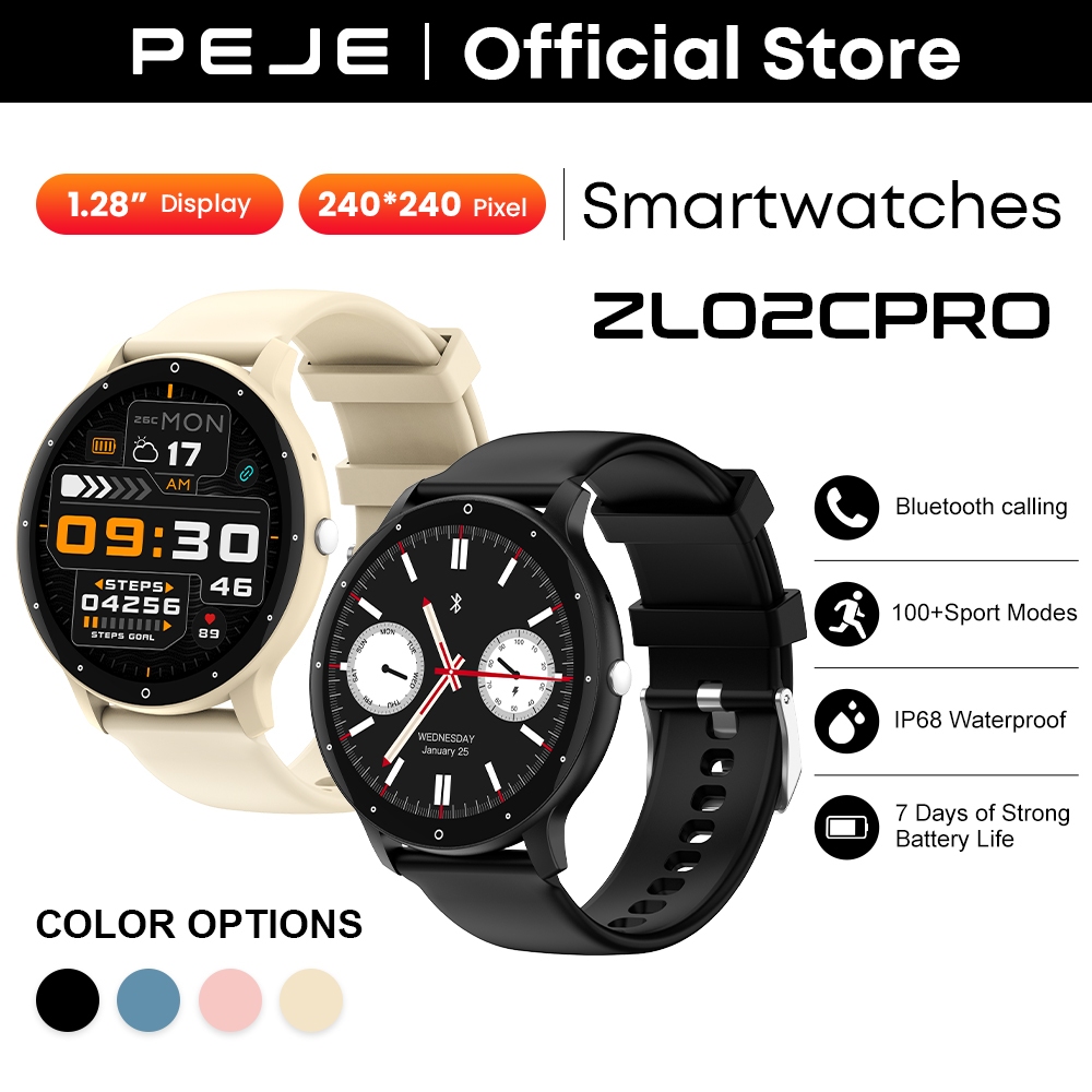 PeJe ZL02cPro สมาร์ทวอทช์หน้าจอโค้ง หน้าจอ 1.28 นิ้ว กันน้ำ IP67 โทรออก รับสาย บันทึกจำนวนก้าว ก้าว 