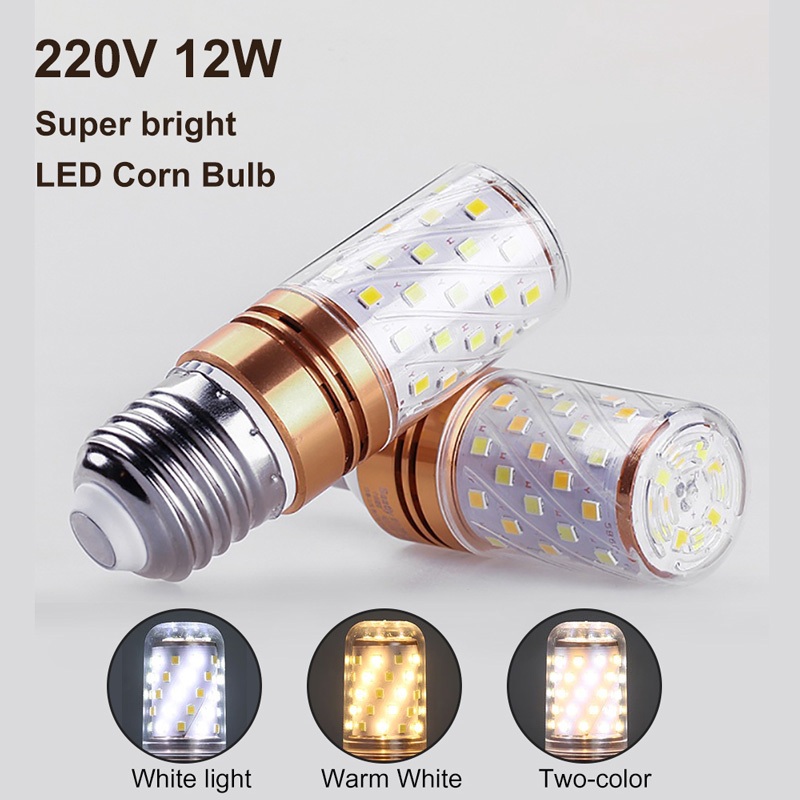 LED หลอดไฟข้าวโพด E27 หลอดไฟ LED 12W เทียนโคมระย้าไฟ LED สําหรับตกแต่งบ้าน 360 Beam มุมเปลี่ยนไฟโคมระย้าฮาโลเจน ไฟแต่งห้อง โคมไฟเพดาน ไฟติดห้อง โคมไฟแขวน หลอดไฟพกพา ไฟห้องนอน โคมไฟLED หลอดไฟกลม