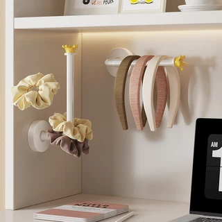 Creative Crown ที่คาดผมชั้นเก็บของห้องน้ํา No-Punch ติดผนังด้านหลังตะขอประตู Multi-Functional เครื่องประดับแขวน Rack