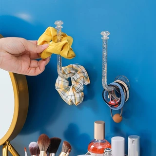 Creative Crown ที่คาดผมชั้นเก็บของห้องน้ํา No-Punch ติดผนังด้านหลังตะขอประตู Multi-Functional เครื่องประดับแขวน Rack