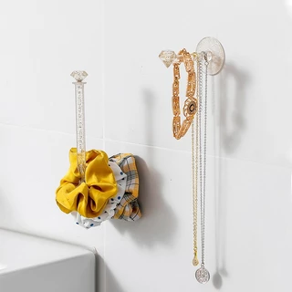 Creative Crown ที่คาดผมชั้นเก็บของห้องน้ํา No-Punch ติดผนังด้านหลังตะขอประตู Multi-Functional เครื่องประดับแขวน Rack