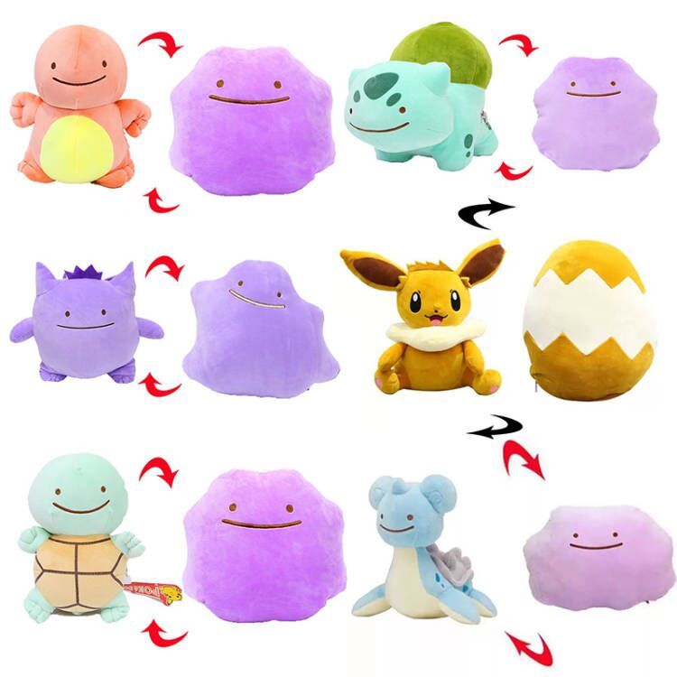 8 รูปแบบ 20 ซม.-32 ซม.Ditto Fliped ตุ๊กตาตุ๊กตา Dragonite Magikarp Trubbish ตุ๊กตาสองด้านนุ่มยัดไส้ Peluche อะนิเมะวันเกิด Xmas ของขวัญ