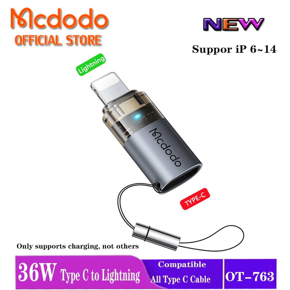 Mcdodo อะแดปเตอร์ชาร์จ 36W PD Type C to Lightning ( Lightning to Type C) สําหรับ iPhone 16 Pro Max 15 14 13 12 11 Xr 8 OT 761 763