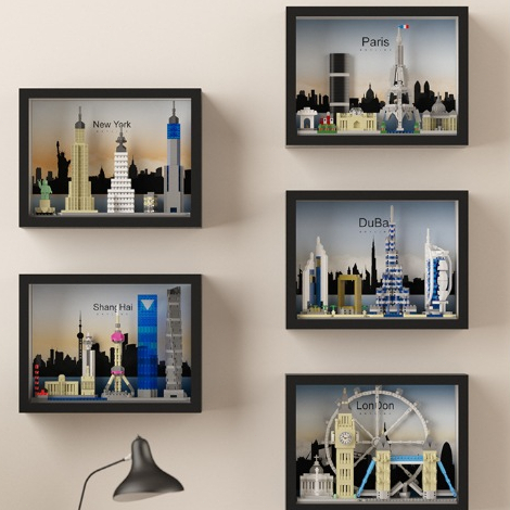 City Skyline Model Building Blocks ของเล่นของขวัญ