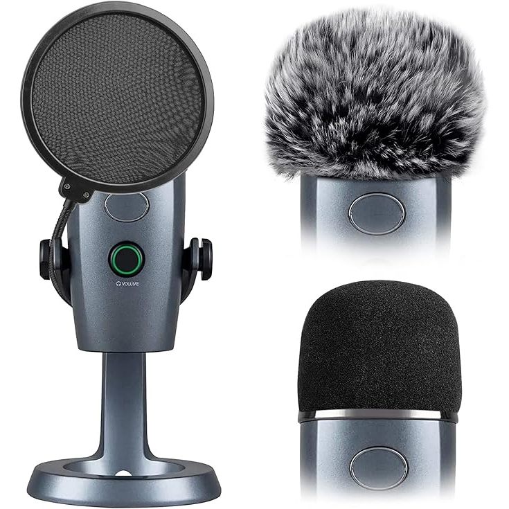 Yeti Nano Pop Filter, Mic Cover ใช้งานร่วมกับ Blue Yeti Nano,3 in 1 Mic กระจกโฟม + Mic Furry Wind Co