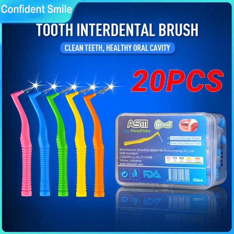 20PCS Interdental แปรง L-Shaped แปรงสีฟันจัดฟัน Oral Care Health Care ฟันลบอาหารและ Plaque ฟันสุขอนามัยช่องปากเครื่องมือ