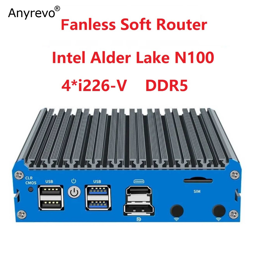 G48S Fanless MINI PC Intel Alder Lake N100 PfSense Firewall Soft Router Windows 11 DDR5 NVME SSD OPN