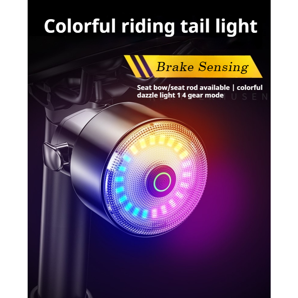 สมาร์ทเบรค Sensing ไฟท้าย LED Type-C สำหรับจักรยาน MTB/Road Bike เพิ่มความปลอดภัยขณะขี่ในเวลากลางคืน
