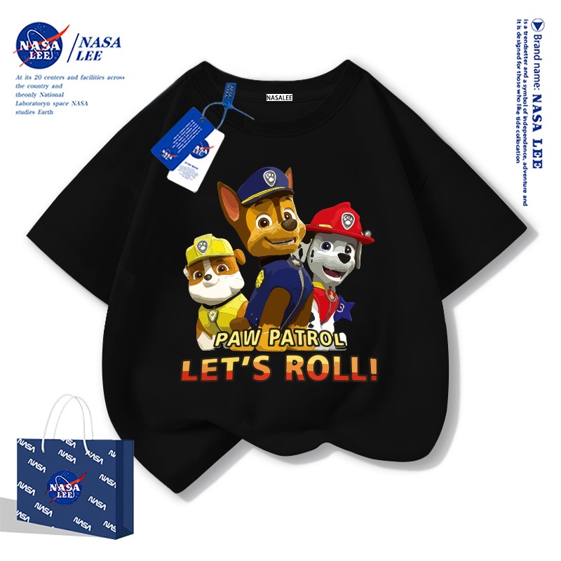 เสื้อยืดเด็ก NASA ผ้าฝ้ายนุ่ม ไซส์ใหญ่ ลายลูกหมา3ตัว ระบายอากาศดี ส่งด่วน 2 วัน