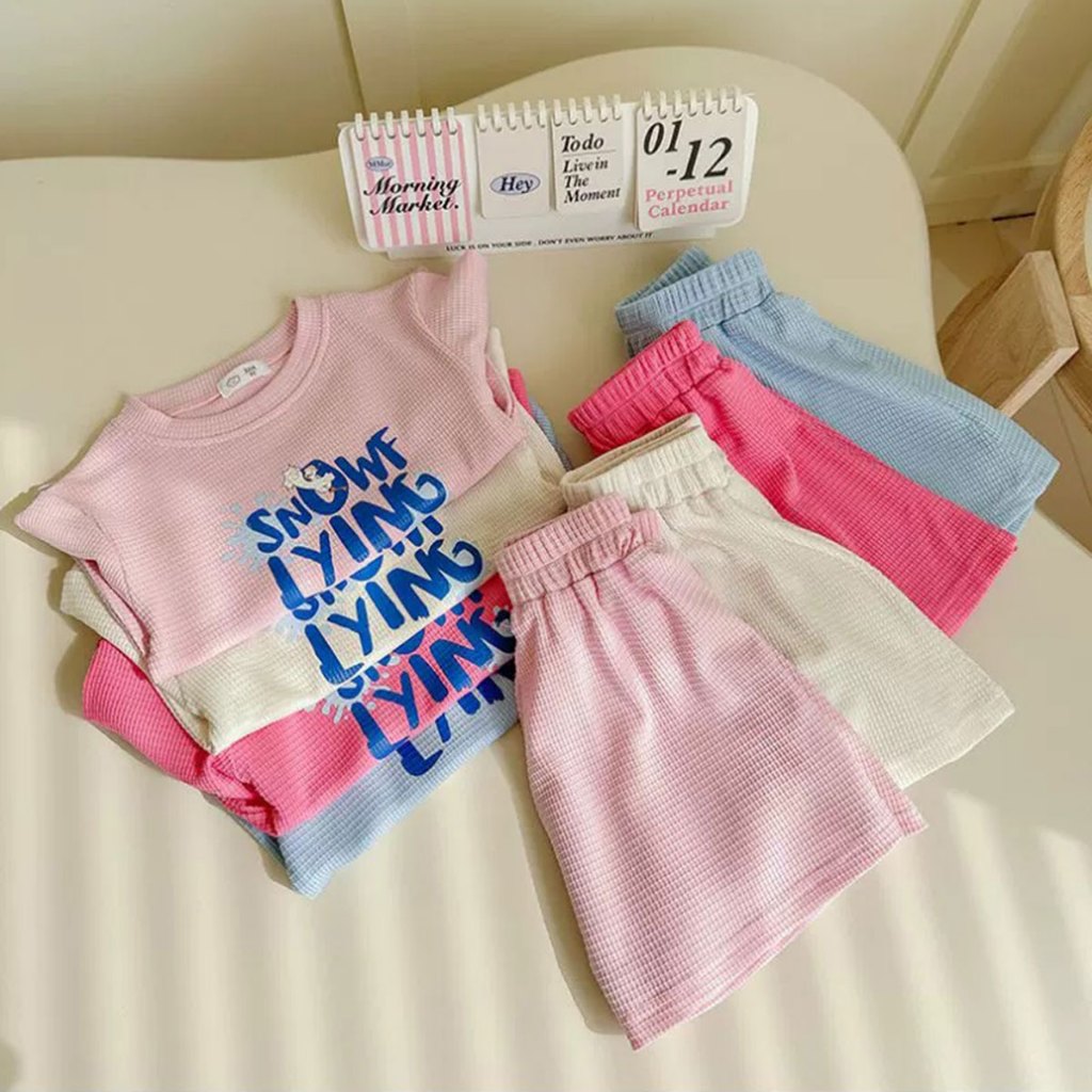 SweetKids พร้อมส่งจากกทม ชุดเด็ก ชุดกีฬาเล็กน้อยสำหรับเด็กหญิง แขนสั้นของคอกลมหลวม กางเกงขาสั้นเอวรัดรูป ชุดสูทสไตล์เกาหลี ราคา ถูกที่สุด ดีลบีเคเค แกลเลอรีภาพที่ 7