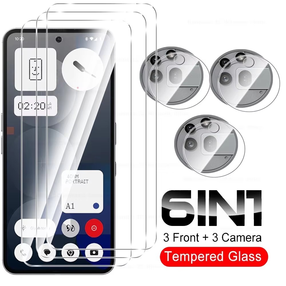 6in1 เต็มกาวกระจกนิรภัยสําหรับโทรศัพท์ไม่มีอะไร Nothing Phone(3a) Pro ป้องกันหน้าจอกล้องเลนส์ฟิล์มแก้วโทรศัพท์ Nothing Phone 3a 3 A Phone3aPro
