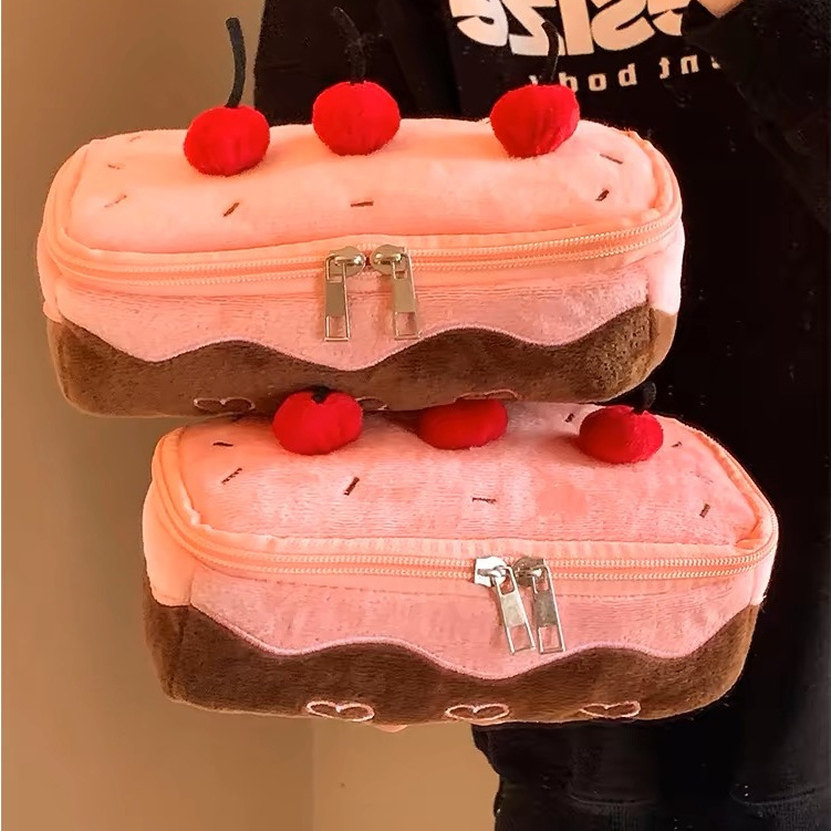 กล่องดินสอความจุขนาดใหญ่ กล่องดินสอเค้กเชอร์รี่ กล่องดินสอน่ารัก กล่องเครื่องเขียนที่ละเอียดอ่อน กระเป๋าเครื่องสําอาง รางวัลของขวัญ อุปกรณ์สํา