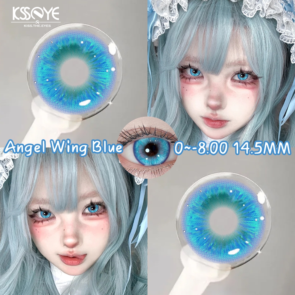 KSSEYE คอนแทคเลนส์คอสเพลย์ 2 ชิ้น แต่งตาสไตล์อนิเมะ ซีรีย์ Angel Wing ขนาดใหญ่ 14.5 มม. แสดงสีได้ชัดเจน