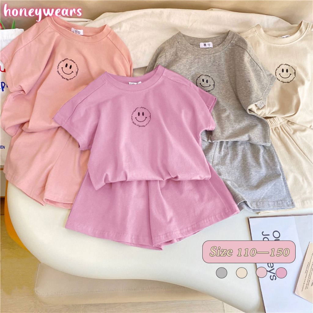 honeywears⚡️พร้อมส่ง⚡️ชุดเซ็ตเด็กผู้หญิง แขนสั้นสองชิ้น ลำลองมีสไตล์ ฤดูร้อนน่ารัก ไซส์ 110-150