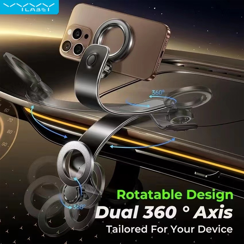 Vyvylabs ใหม่ ที่วางโทรศัพท์ในรถยนต์แบบแม่เหล็ก 360° ที่วางโทรศัพท์ในรถยนต์แบบงอได้และหมุนได้สําหรับ iPhone 16 15 14 13 12 11 Pro Max Xiaomi Samsung