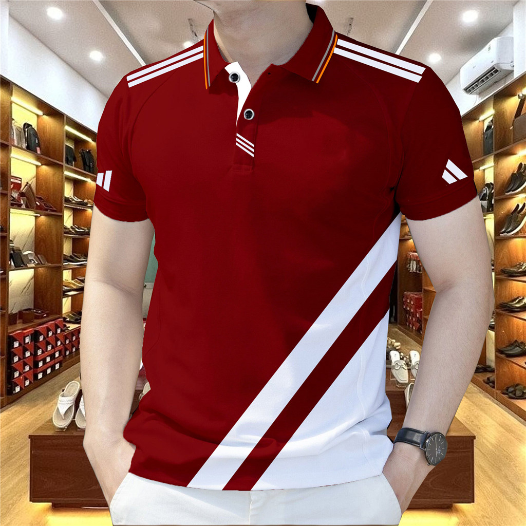 Jucidao557-เสื้อโปโลแขนสั้น หลากสี แบบเรียบง่าย รูปที่ 2