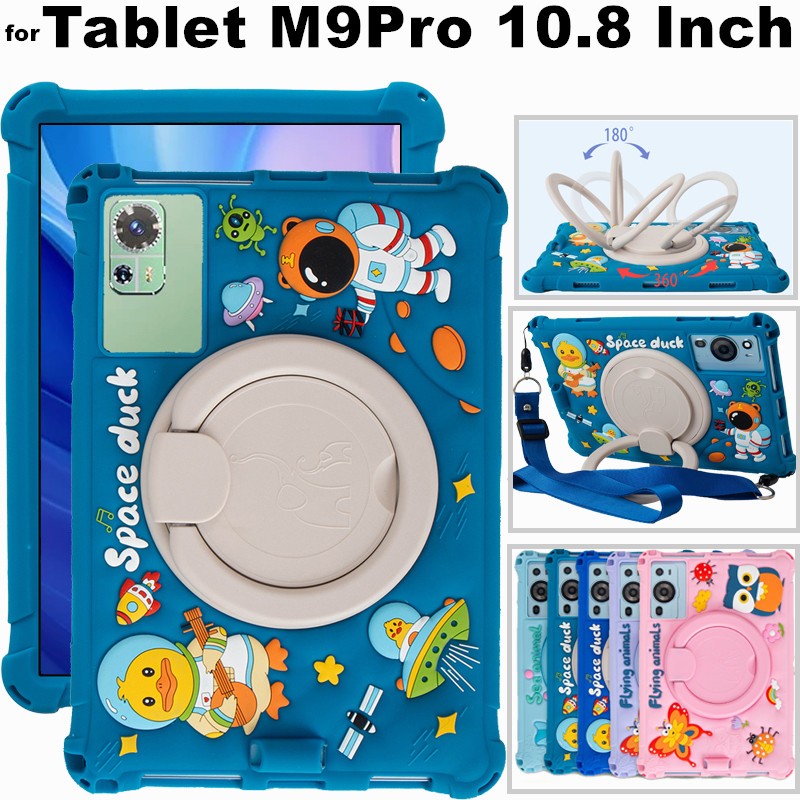 for Tablet Galaxy Tab M9pro M9 Pro 10.8 Inch 360 Degree Rotating Cartoon Shockproof Soft Silicone Pr