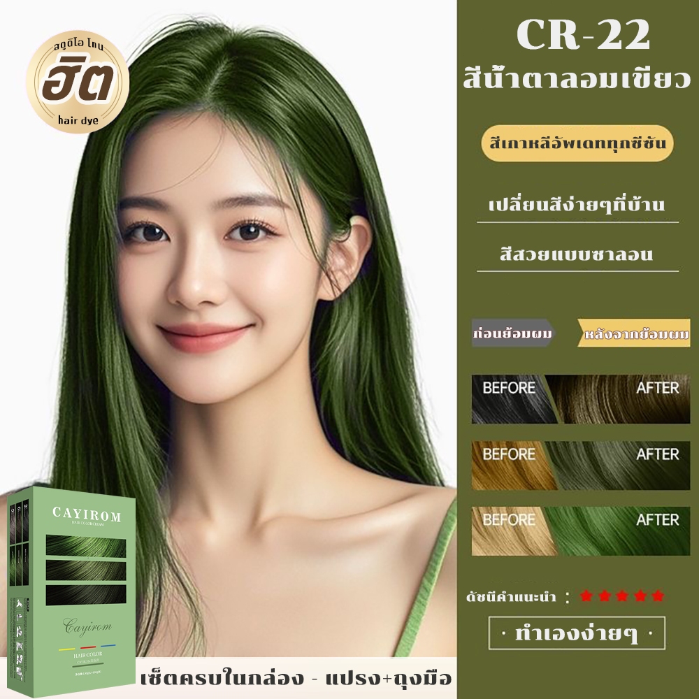 ครีมย้อมผมเขียวน้ําตาล สีผมที่มีชีวิตชีวา ติดทนนาน และปราศจากความเสียหาย สีย้อมผม ยาย้อมผม ครีมย้อมผม สูตรอัพเ น้ำยาย้อม