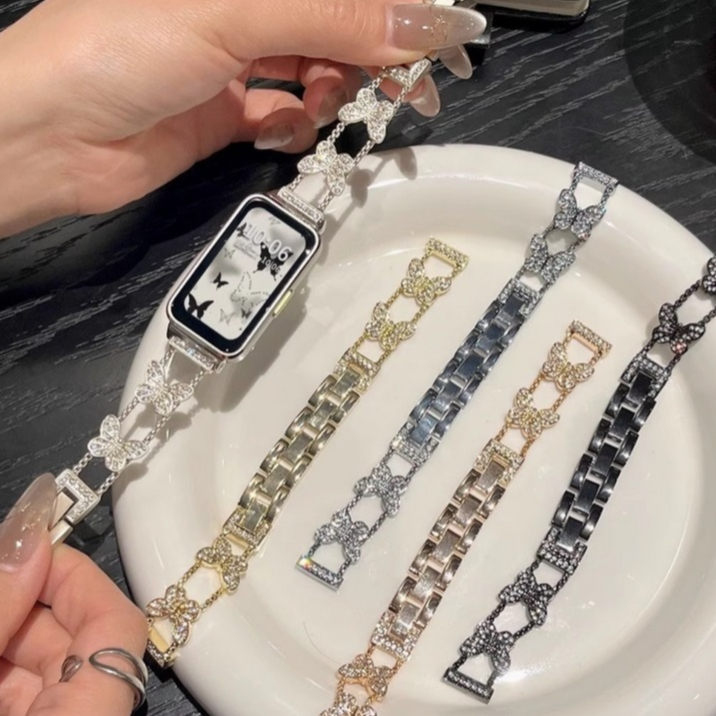 Butterfly Watch Strap Compatible For สาย Huawei Band 11 Strap Huawei Band 11 pro สาย Huawei band 10 Strap Huawei Band 11 สาย Huawei Band 9 Strap Huawei band 8 สาย Huawei band 6 / Huawei band 7 สาย ผีเสื้อสายนาฬิกาเข้ากันได้สําหรับหัวเว่ยวง10สายหัวเว่ยวง9