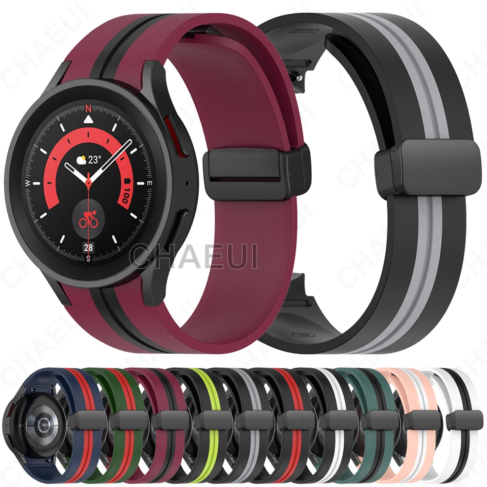 สร้อยข้อมือสายรัดซิลิโคนคู่สีสายรัดข้อมืออุปกรณ์เสริมสําหรับ Galaxy Watch 7 FE 6 5 Pro 4 44mm 40mm 45mm Classic 47mm 43mm