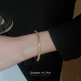 เดรช ทองแท้ชุบด้วยไฟฟ้าเพชรตัวอักษรเปิดสร้อยข้อมือ ซอก สร้อยข้อมืออเนกประสงค์