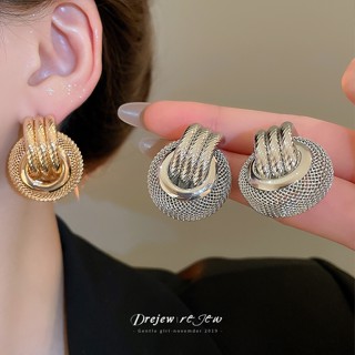 เดรช 925เข็มเงินรอบโลหะต่างหูกลวงยุโรปและอเมริกาย้อนยุคอารมณ…