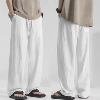 M-5XL กางเกงขาห้าส่วน ผ้าฝ้าย และผ้าลินิน ทรงหลวม ทรงตรง สําหรับผู้ชาย