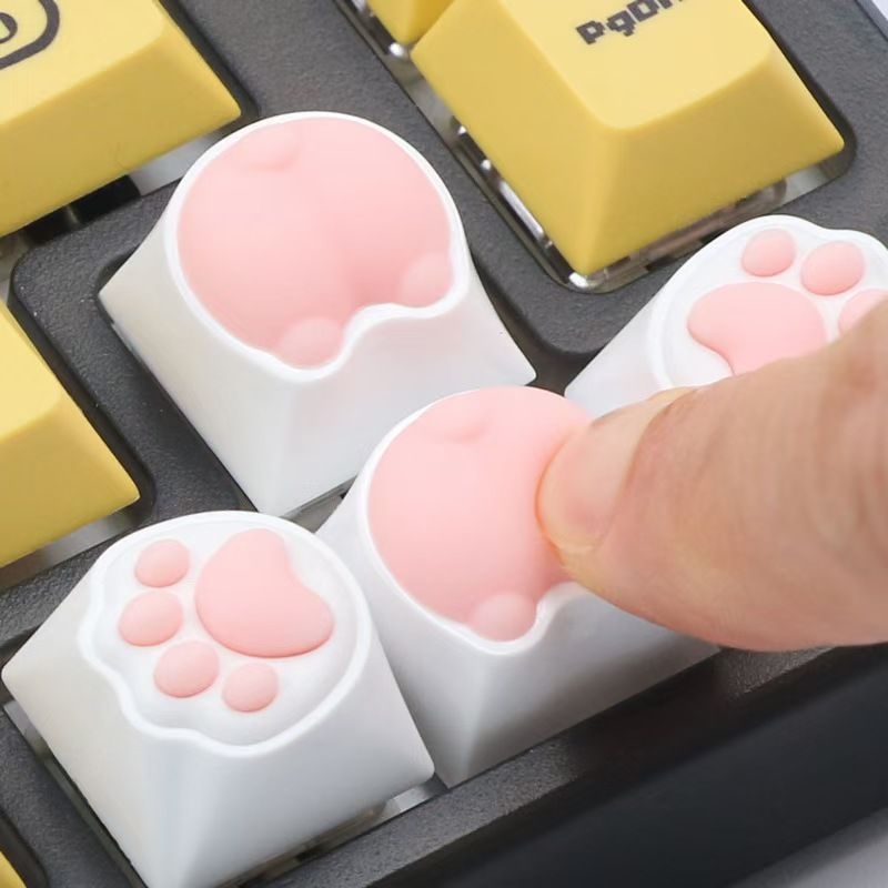 คีย์แคปอุ้งเท้าแมว Artisan - ดีไซน์ Kawaii สีชมพู สำหรับคีย์บอร์ดแมคคานิค (รองรับ Cherry MX)