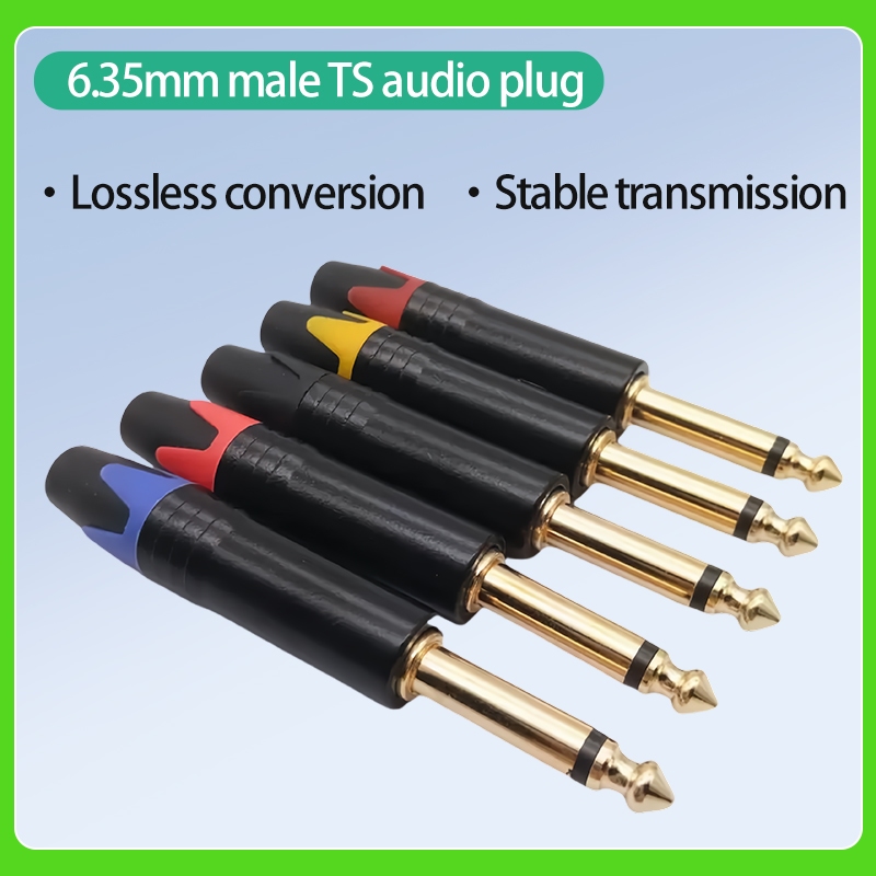 เสียง 1/4 "ปลั๊ก TS, 6.35 มม.Heavy Duty TS สเตอริโอ/ Mono ชาย Solder Jack Connector สําหรับลําโพง/กีตาร์/สายไมโครโฟน
