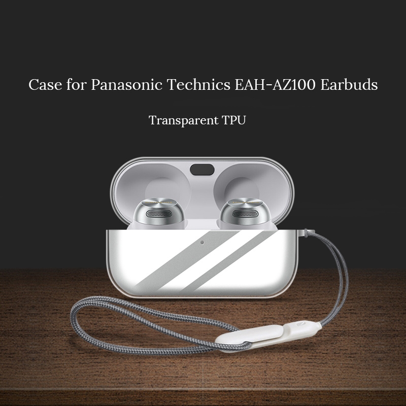 เคสTPUโปร่งใสสําหรับPanasonic Technics EAH-AZ100 หูฟังไร้สายพร้อมสายรัดUltra-Thin Clearฝาครอบป้องกัน