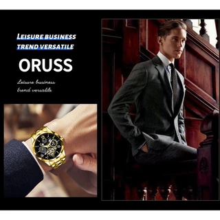 ORUSS รัส ต้นฉบับชายหรูหราอารมณ์สแตนเลสปฏิทินส่องสว่างกันน้ํานาฬิกาแฟชั่นธุรกิจเกาหลีนาฬิกาข้อมือควอตซ์