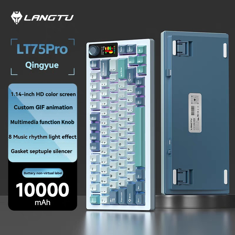 คีย์บอร์ดกลไกไร้สายบลูทูธ LANGTU LT75 พร้อมการเชื่อมต่อแบบสามโหมด - ปรับแต่งได้สำหรับใช้ในสำนักงาน เ