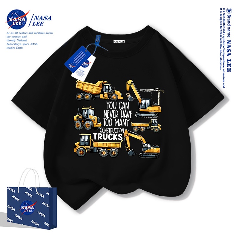 เสื้อยืดเด็ก NASA ผ้าฝ้ายนุ่ม ไซส์ใหญ่ ลายรถบรรทุกสุดเท่ ระบายอากาศดี ส่งด่วน 2 วัน