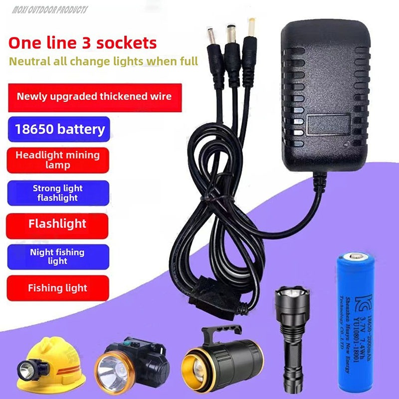 3.6V 4.2V 8.4V 12.6V 1 สาย 3 ซ็อกเก็ตแบตเตอรี่ลิเธียมชาร์จ light-change สําหรับ 18650 แบตเตอรี่ตกปลา