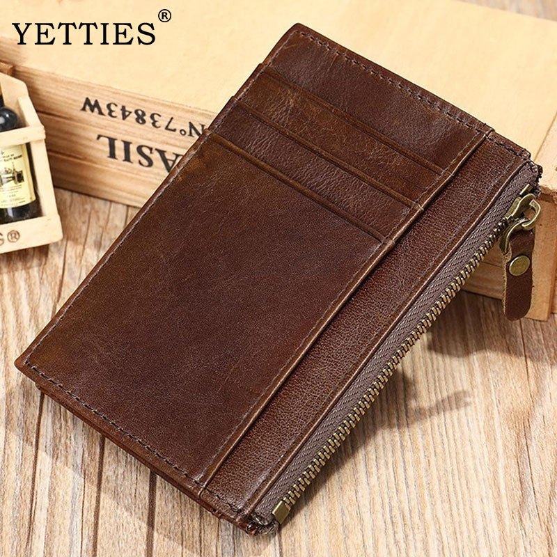 YETTIES กระเป๋าสตางค์หนังบางใส่บัตรเครดิตกระเป๋าเงินกรณีเงินสําหรับผู้ชายผู้หญิงกระเป๋าใส่เหรียญ