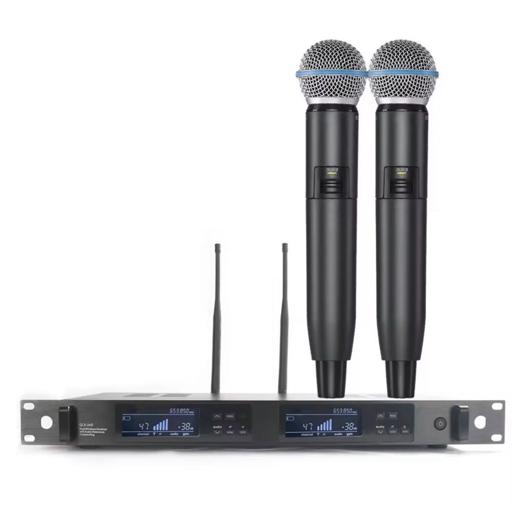 QLX24D QLXD24D QLXD4 ไมโครโฟนไร้สาย, ไมโครโฟนร้องเพลงเสียงร้อง BETA58A คู่ระดับมืออาชีพสําหรับเวทีขน