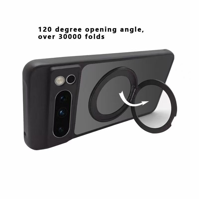 สําหรับ Google Pixel 9 8 7 6Pro XL 6A 7A 8A 9A โลหะแม่เหล็ก 360 ผู้ถือแหวนไร้สายชาร์จกันกระแทก Matte Clear Case shell