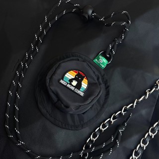 แมวดําแบบพกพาอินเทรนด์กระเป๋าเก็บของกระเป๋าใส่เหรียญมัลติฟัง…