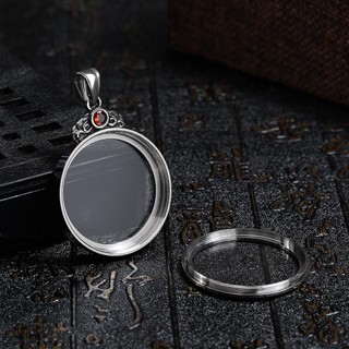 โปร่งใสสองด้าน Tangka ga Wu กล่องจี้รอบสแตนเลสแก้วกล่องรูปถ่…