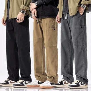 ม-5เอ็กแอล กางเกงทํางานอเมริกันผ้าฝ้ายทนทานหลายกระเป๋าหลวมแล…