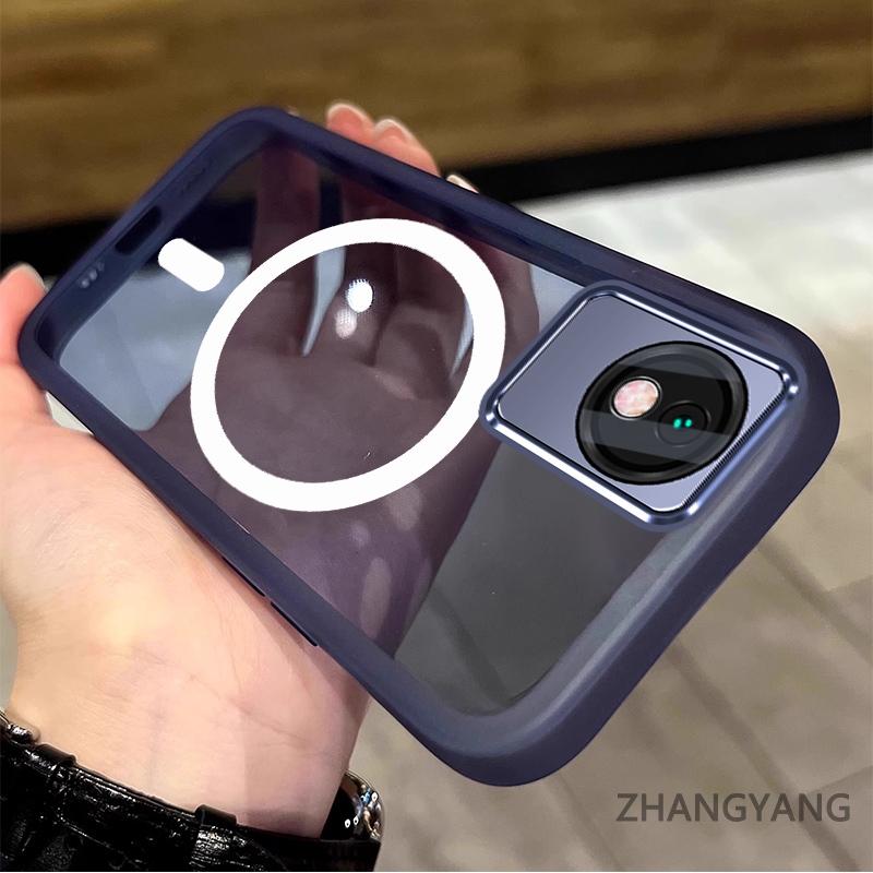 เคสสําหรับ vivo Y02 Y02A Y02T ซิลิโคน TPU เคสโทรศัพท์ป้องกันการตกพร้อมการออกแบบวงแหวนแม่เหล็กความงามและฟิล์มเลนส์ในตัว - รูปที่ 3