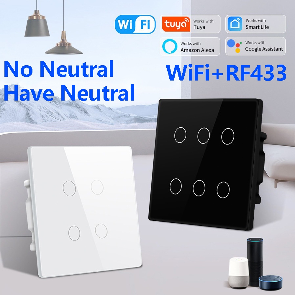 TUYA Smart Switch สวิตช์ไฟ WIFI TUYA Smart Life 1/2/3/4 แก๊งค์ ทำงานร่วมกับ Alexa Google Home